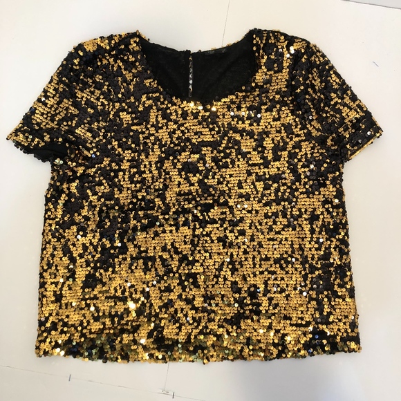 black and gold sequin shirt